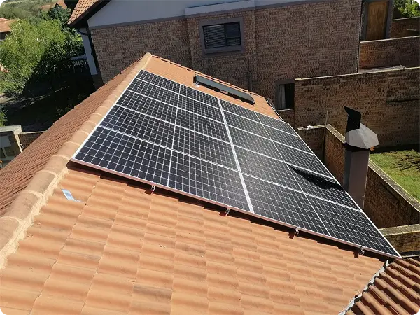 Solar panel installation on a residential roof
